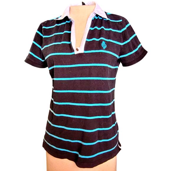 Lauren Ralph Lauren Stripped Short Sleeve Polo Size Medium - Picture 1 of 3